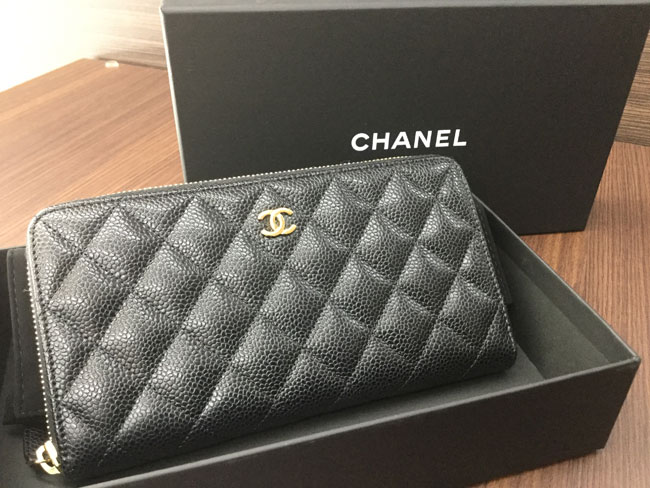 日本販売CHANEL キャビアスキン マトラッセ ラウンド長財布 小物