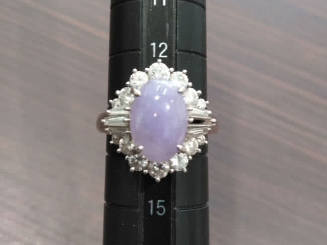 貴金属・Pt900・ラベンダー翡翠×ダイヤのリングを買取｜神戸｜岡本店  