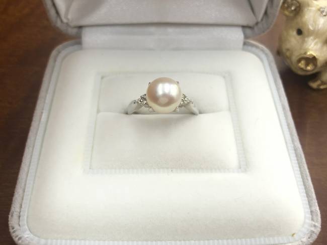 Pt900 白蝶パールリング 11.0mm D0.51ct サイズ11号 レディース 
