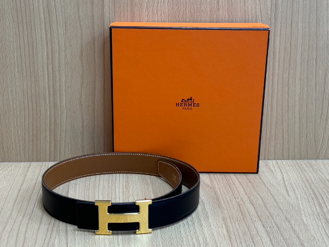 エルメス HERMES ベルト リバーシブル Hロゴ ブラウン×ネイビー　85 エルメス HERMES ベルト リバーシブル Hロゴ ブラウン×ネイビー 85