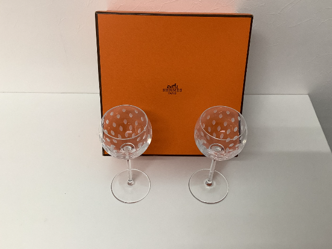 美品 HERMES エルメス シャンパングラス ペア ファンファーレ