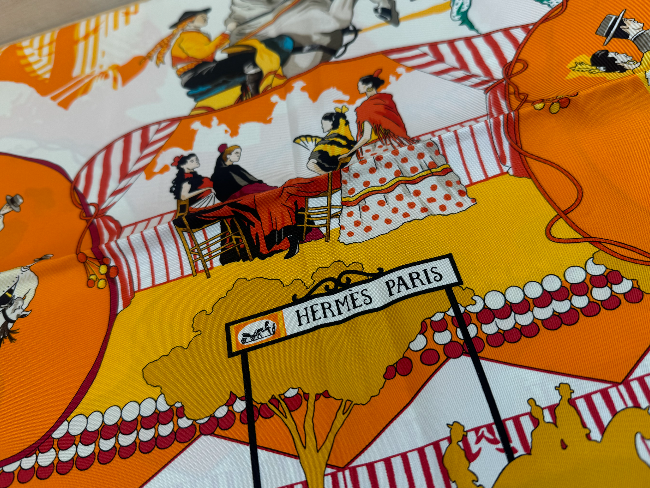 HERMES あわせよ カレ 90 feria de sevilla セビリアの休日 紺