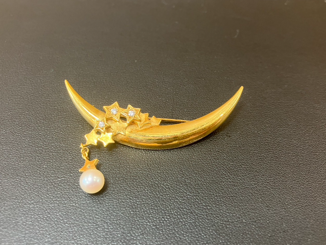 K18 オパール＆ダイヤモンド ブローチ K18 ダイヤモンドパールブローチ