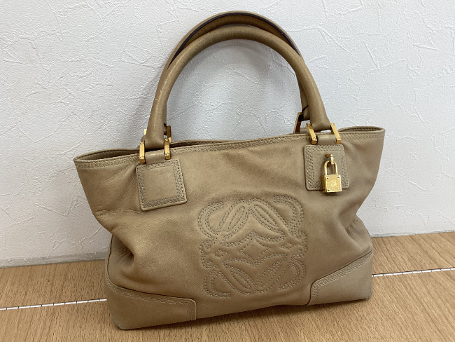 LOEWE ロエベ アナグラム ボストンバッグ ベージュ レディース