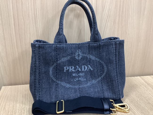 美品◆希少◆ カナパ デニムトート！ PRADA プラダ カナパ ショルダーバッグ トート バッグ デニム