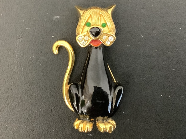 希少TIFFANY ティファニー キャット ブローチ ヴィンテージ 猫 希少