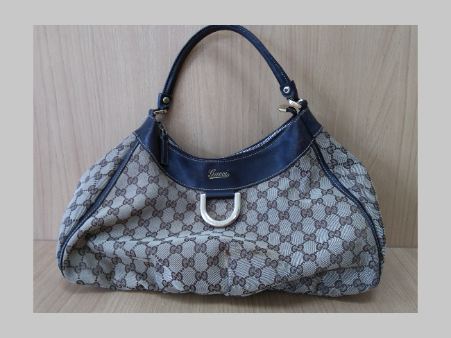 【良品】GUCCI グッチ レザー ハンドバッグ　Dリング　シボ革　ホーボー グッチ ホーボーの高価買取・査定ならブランド買取のエコリング