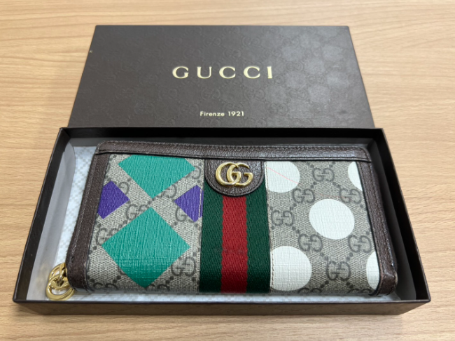 グッチ GG マーモント オフィディア ラウンドジップ 長財布を買取 