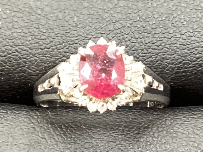 ルビー 0.23ct ダイヤモンド Pt900 ダイヤ ハート リング 指輪