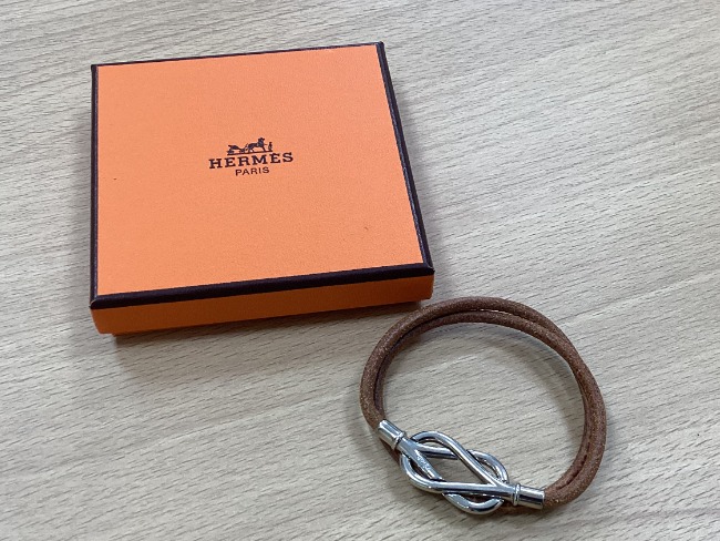 極美品】エルメス ジャンボ ブレスレット レザー ブラウン箱付き