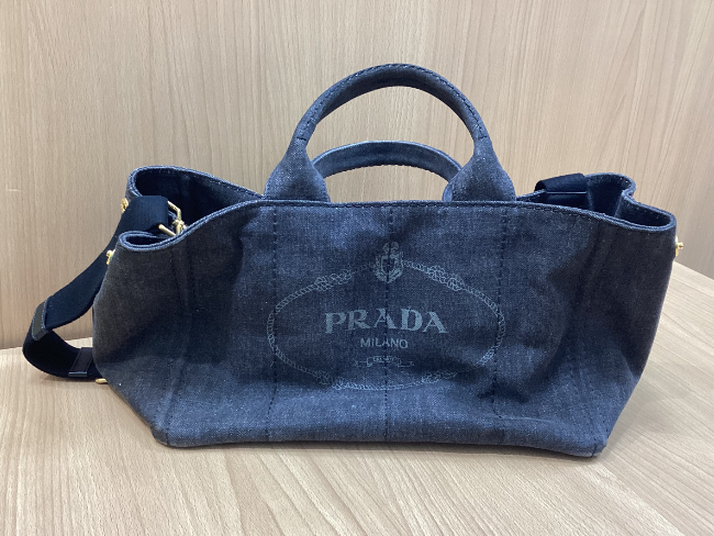 PRADA カナパ　デニム　2way ストラップ付き　トートバッグ PRADA カナパ デニム 2way
