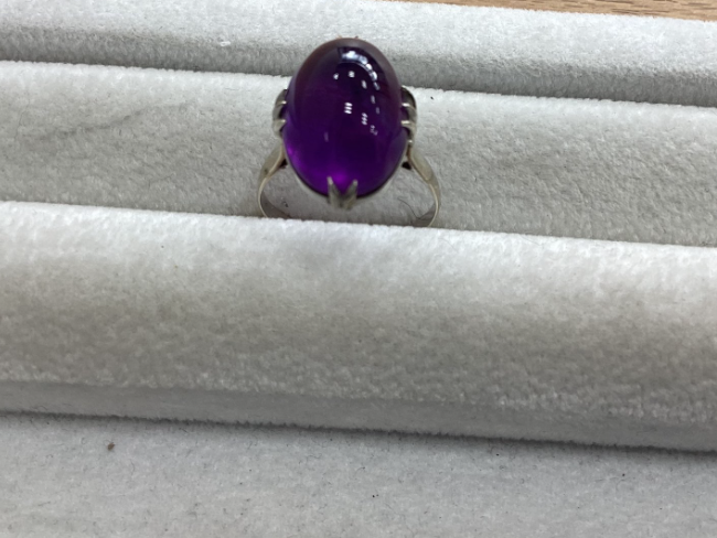 セール♡ K14WG アメジスト レディース リング 10号 オーバルカット K14WGアメシストリング