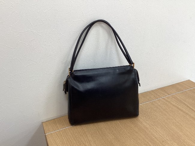 PRADA プラダ ジャガード×レザー ショルダー バッグ 出来 ビッグ ロゴ 茶色 