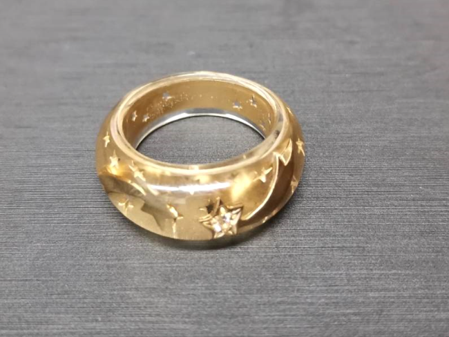 【送料込】 スタージュエリー アクリルリング ゴールド 10号 流れ出す アクセサリー