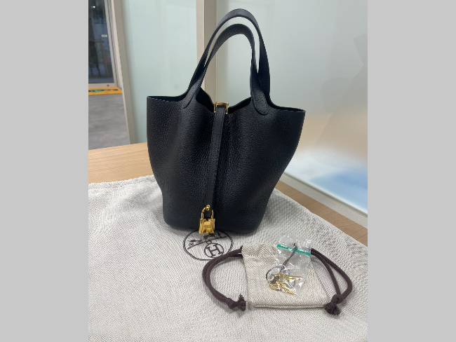 HERMES エルメス ピコタンロック MM 黒 ノワール K刻印 シルバー金具 
