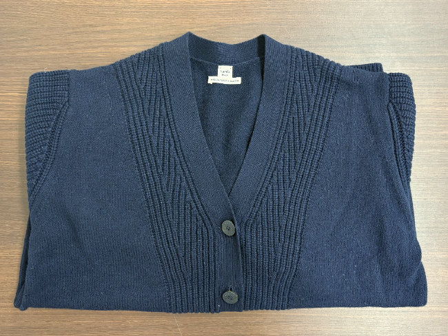 HERMES ウールxシルクxスウェードレザーカーディガン ニットセーター