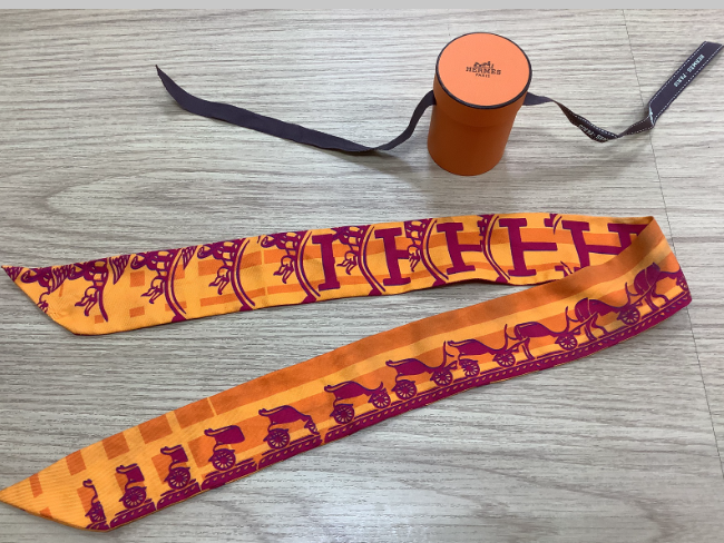 エルメス ツイリー オレンジ シルク