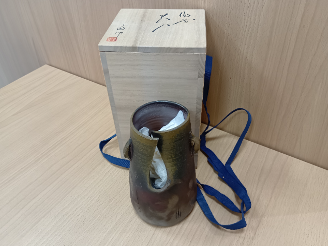 膳所焼 笹耳付花入 【公式通販】